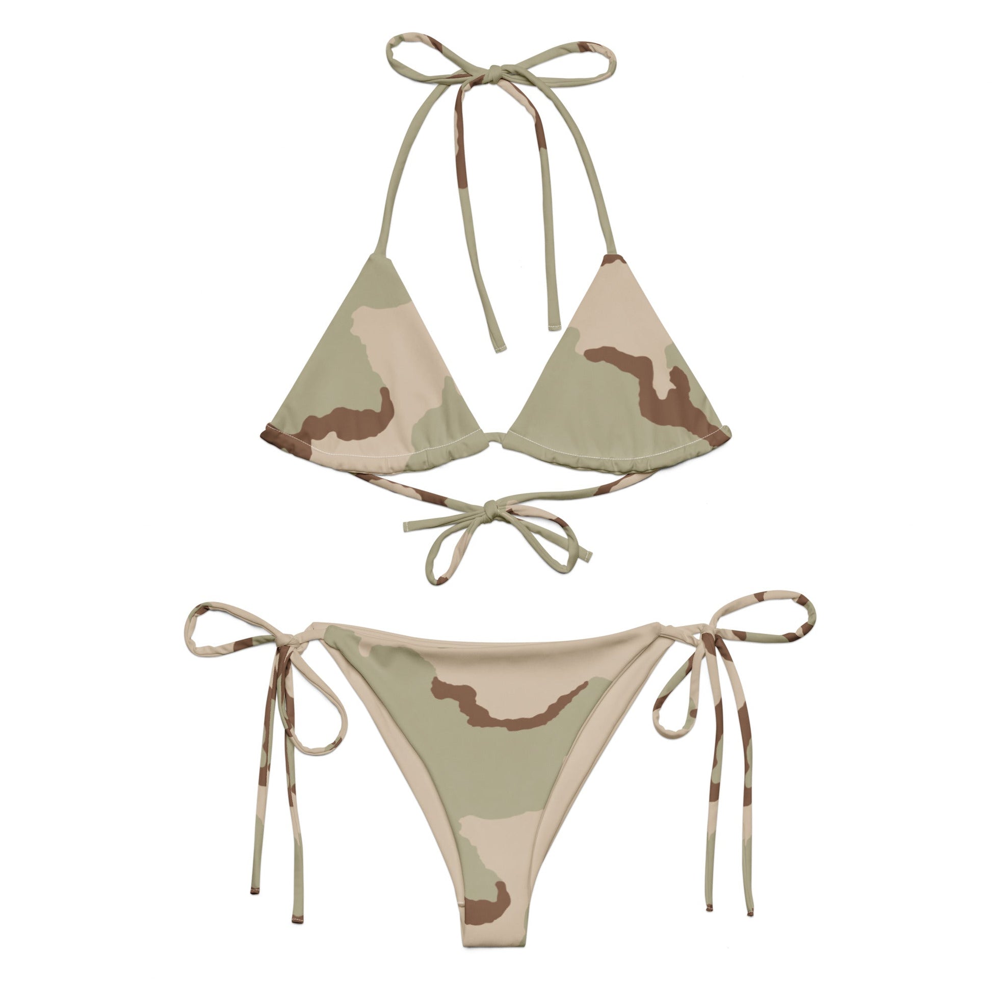 Three-Color Desert Camo String Bikini Set _ Concealing Coloration