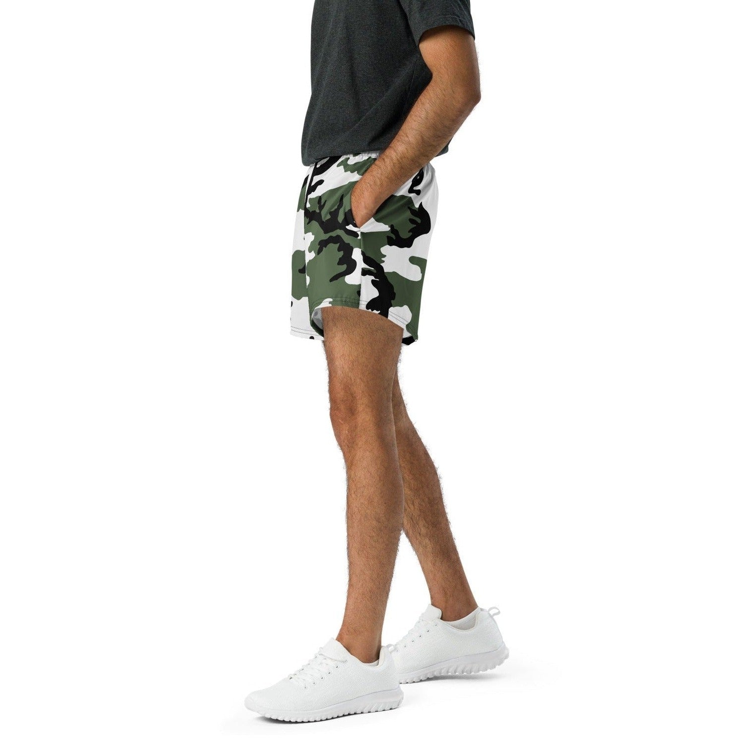 Three-Color Snow Camo 2.5″ inseam Tech Shorts _ Concealing Coloration.