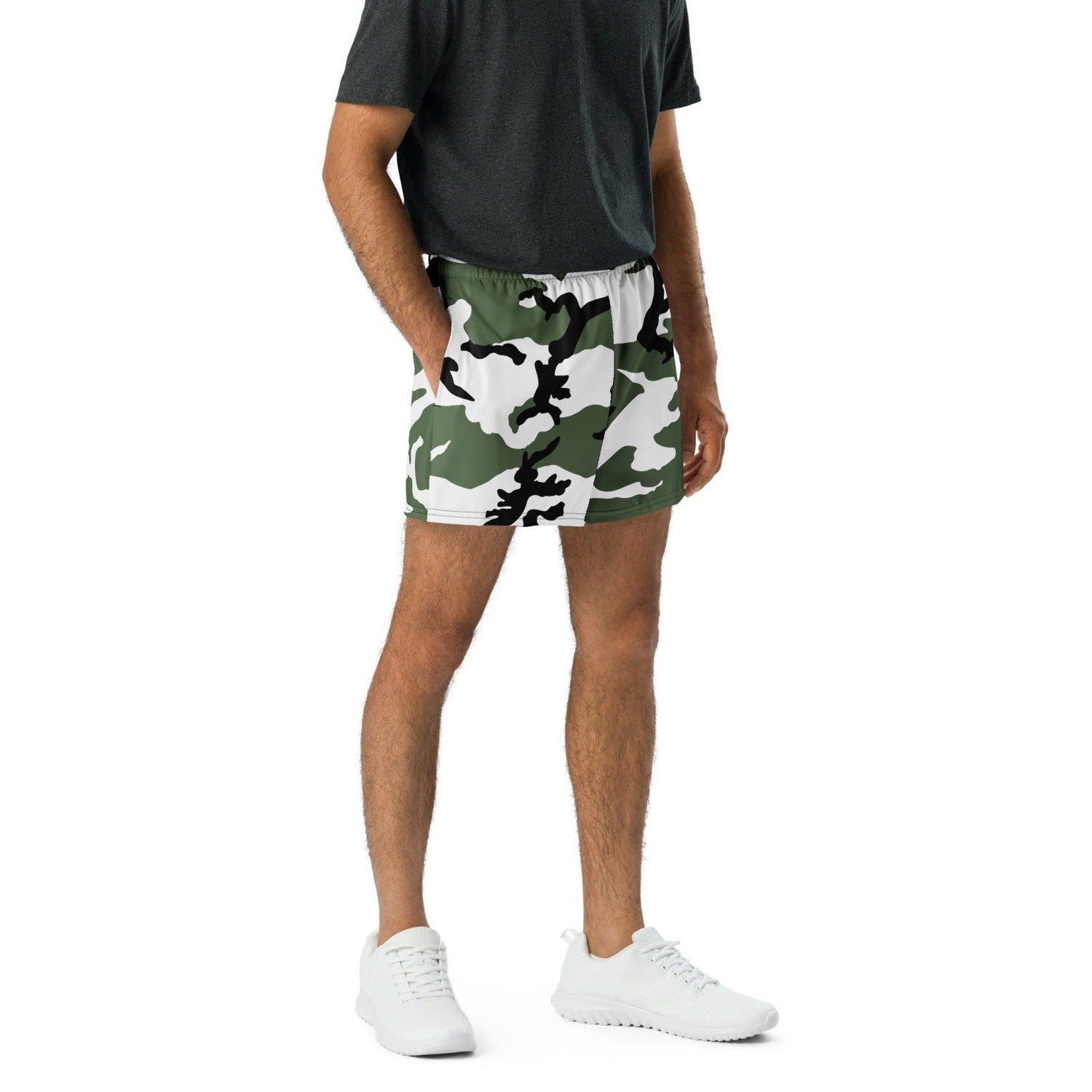 Three-Color Snow Camo 2.5″ inseam Tech Shorts _ Concealing Coloration.