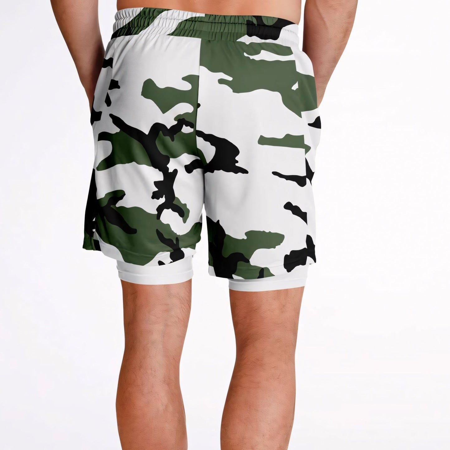 Three-Color Snow Camo Lined Shorts 7" _ Concealing Coloration