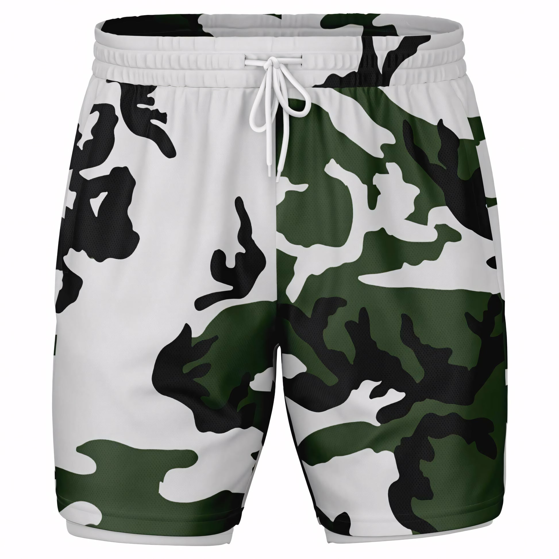 Three-Color Snow Camo Lined Shorts 7"