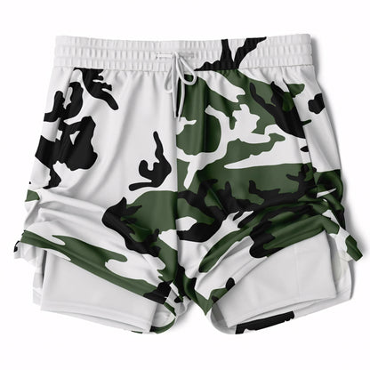 Three-Color Snow Camo Lined Shorts 7"