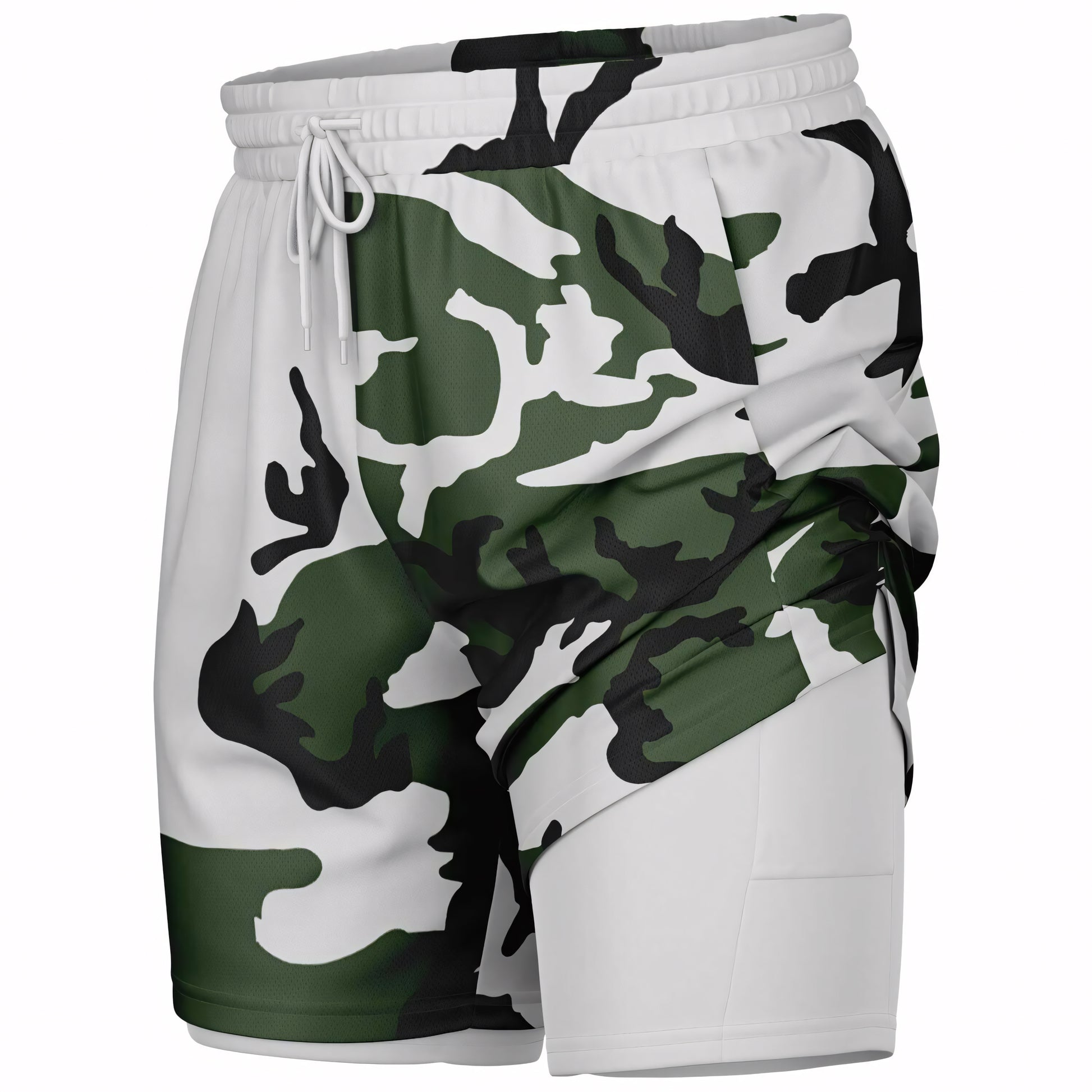 Three-Color Snow Camo Lined Shorts 7"