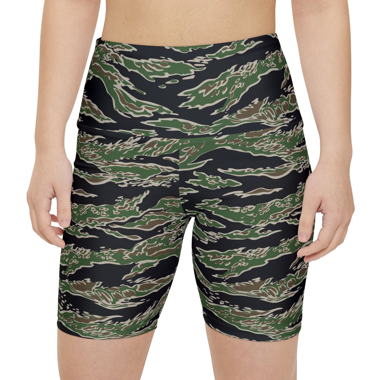 Tiger Stripe LLS Camo High-Rise Bike Shorts - Concealing Coloration