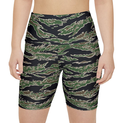Tiger Stripe LLS Camo High-Rise Bike Shorts - Concealing Coloration