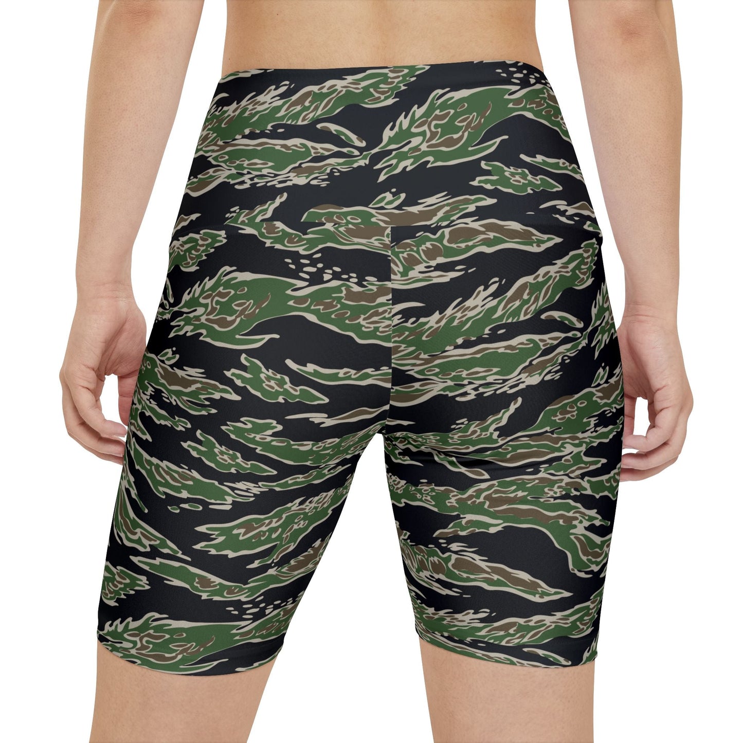 Tiger Stripe LLS Camo High-Rise Bike Shorts - Concealing Coloration