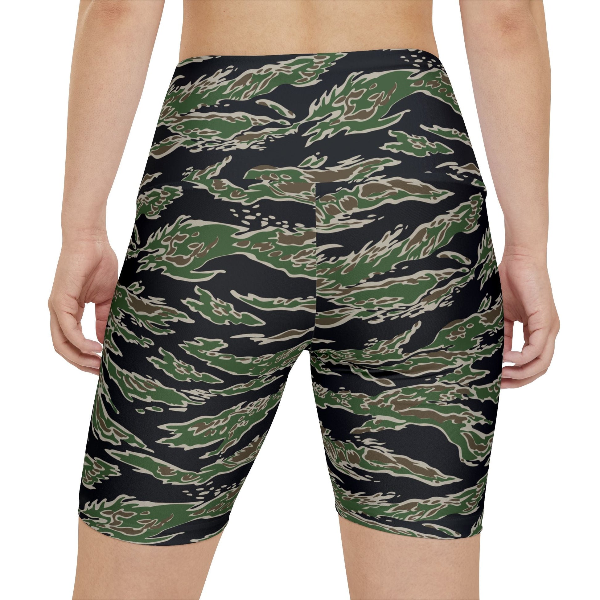 Tiger Stripe LLS Camo High-Rise Bike Shorts - Concealing Coloration