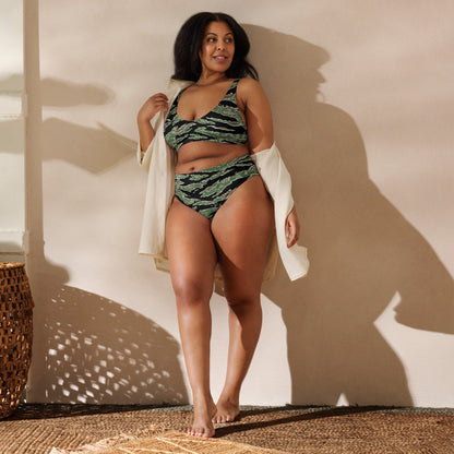 Tiger Stripe LLS Camo High-Waisted Bikini Set _ Concealing Coloration