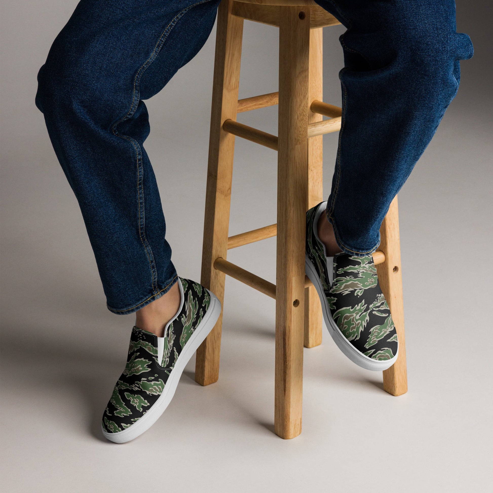 Tiger Stripe LLS Camo Men's Slip-On Sneaker _ Concealing Coloration