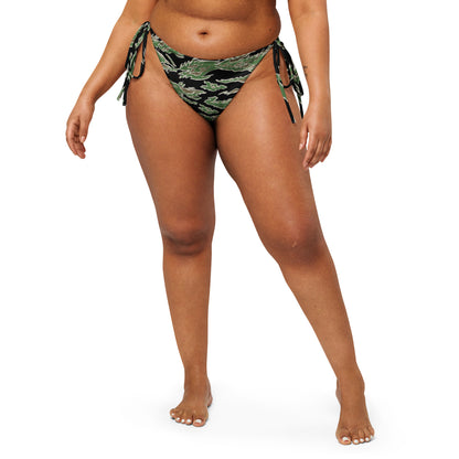 Tiger Stripe LLS Camo String Bikini Bottom, front view.