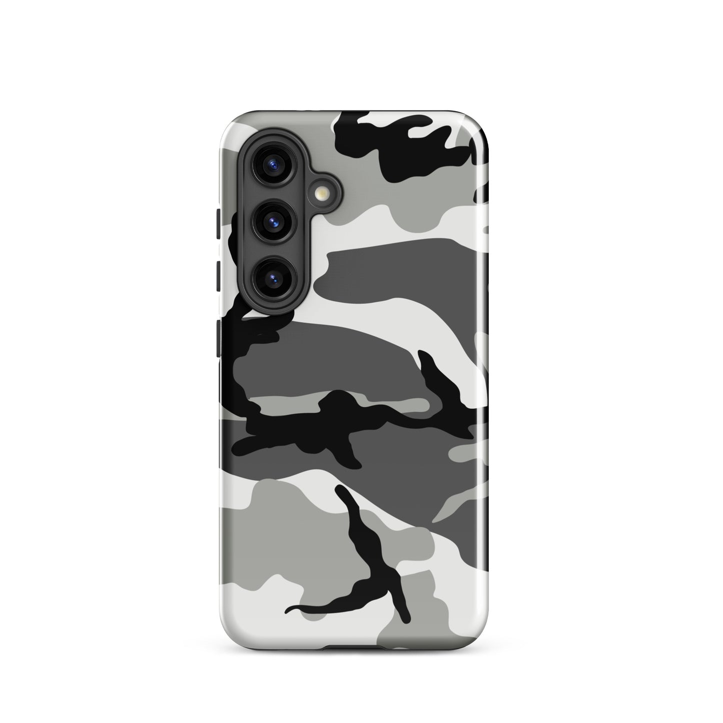 M81 Urban camo Samsung Galaxy S24 field case — grayscale woodland print, polycarbonate TPU, matte finish