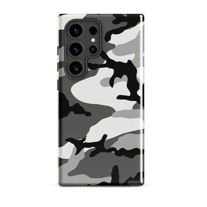 M81 Urban camo Samsung Galaxy S24 Ultra field case — grayscale woodland print, polycarbonate TPU, matte finish