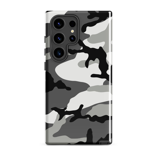 M81 Urban camo Samsung Galaxy S24 Ultra field case — grayscale woodland print, polycarbonate TPU, matte finish
