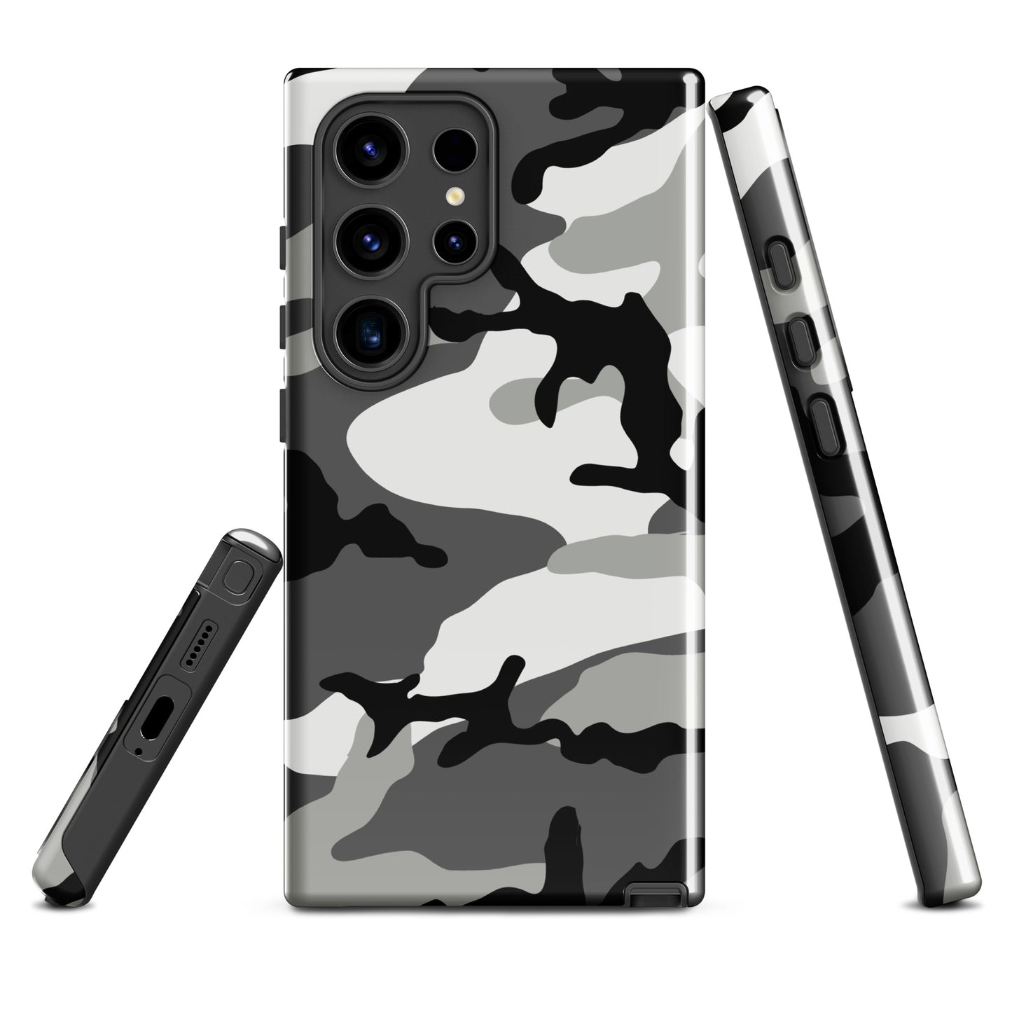 M81 Urban camo Samsung Galaxy S24 Ultra field case — grayscale woodland print, polycarbonate TPU, matte finish