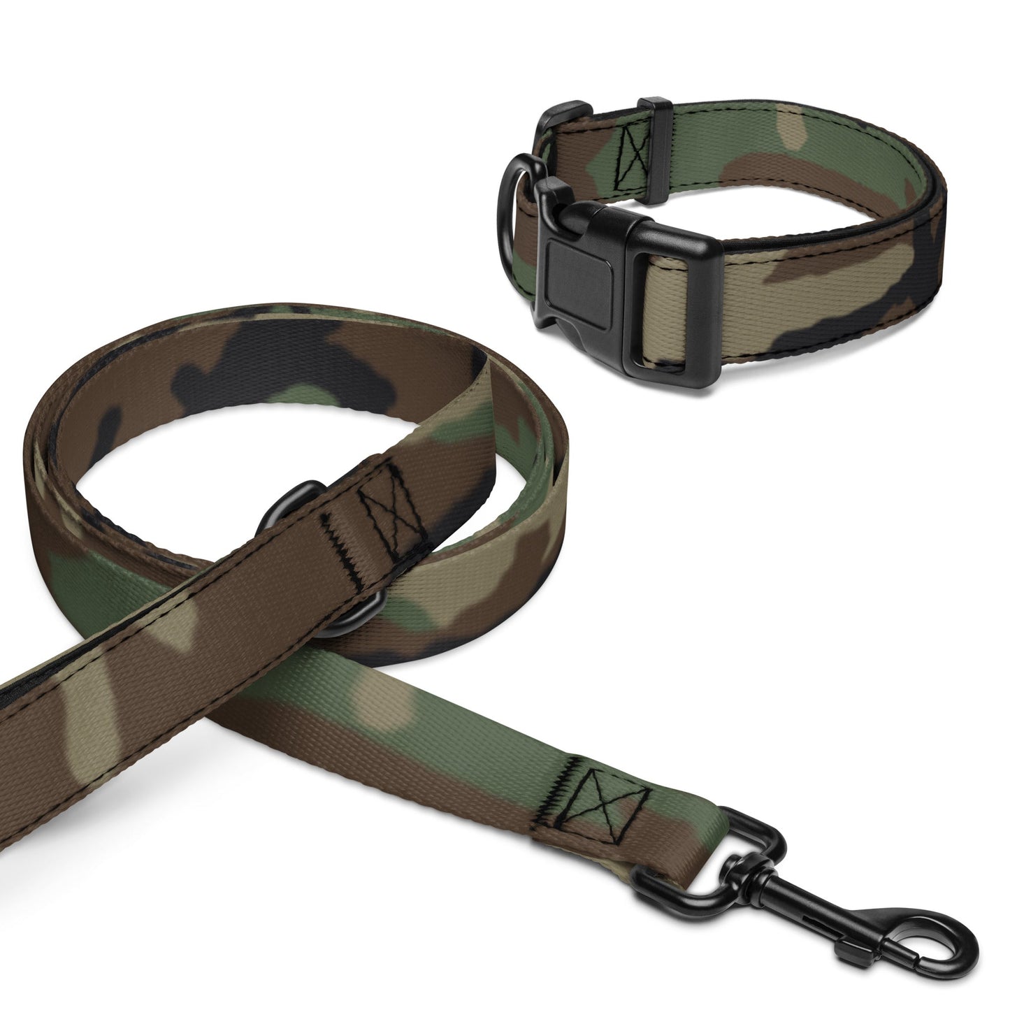 U.S. M81 Woodland Camo Dog Collar & Leash