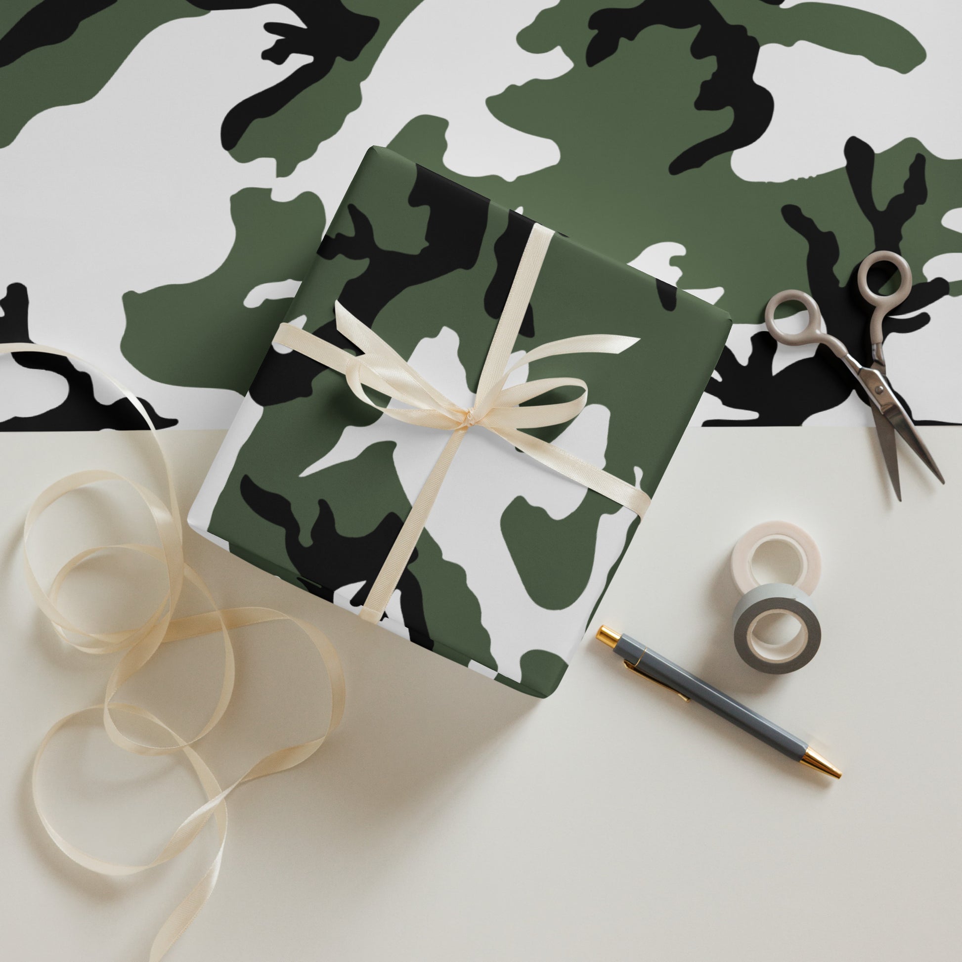 Three-Color Snow Camo Wrapping Paper