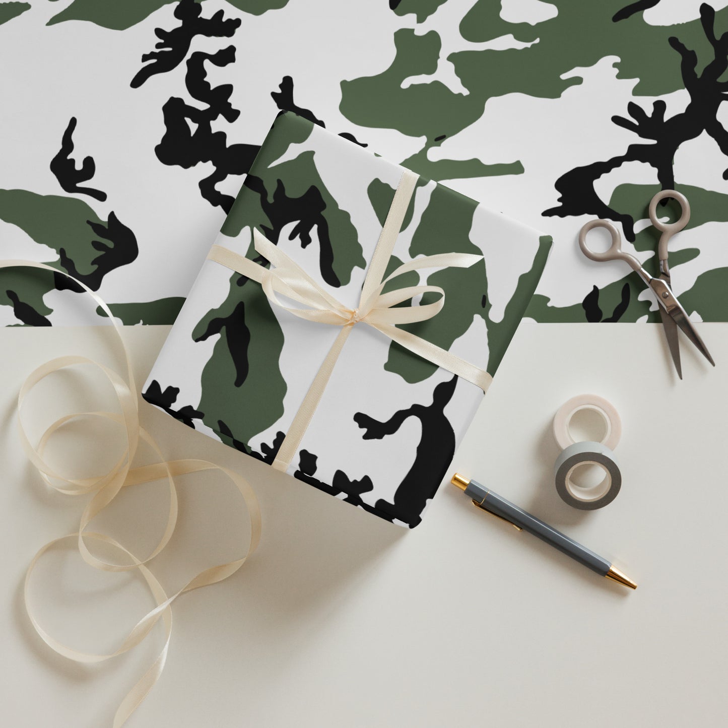 Three-Color Snow Camo Wrapping Paper