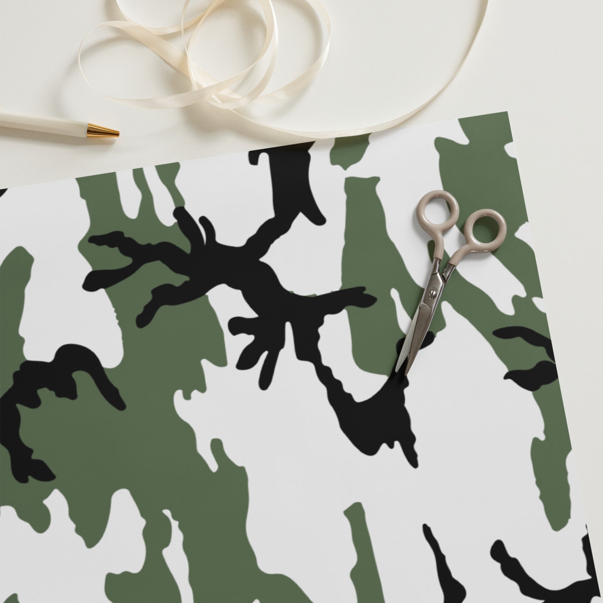 Three-Color Snow Camo Wrapping Paper