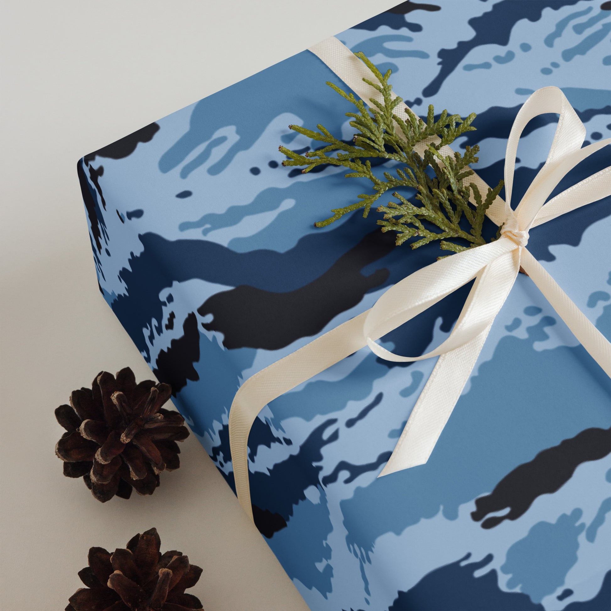 Kamysh Blue Camo Wrapping Paper